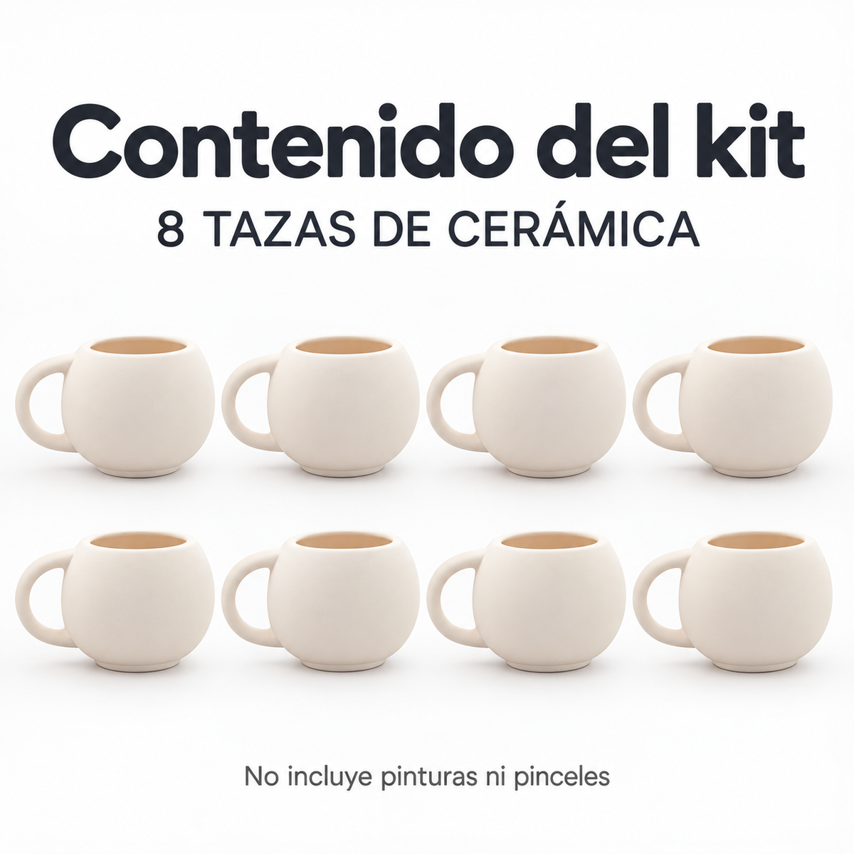 Pack 8 Taza Caldero Cerámica Blanca Para Pintar 420ml