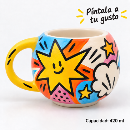 Pack 8 Taza Caldero Cerámica Blanca Para Pintar 420ml