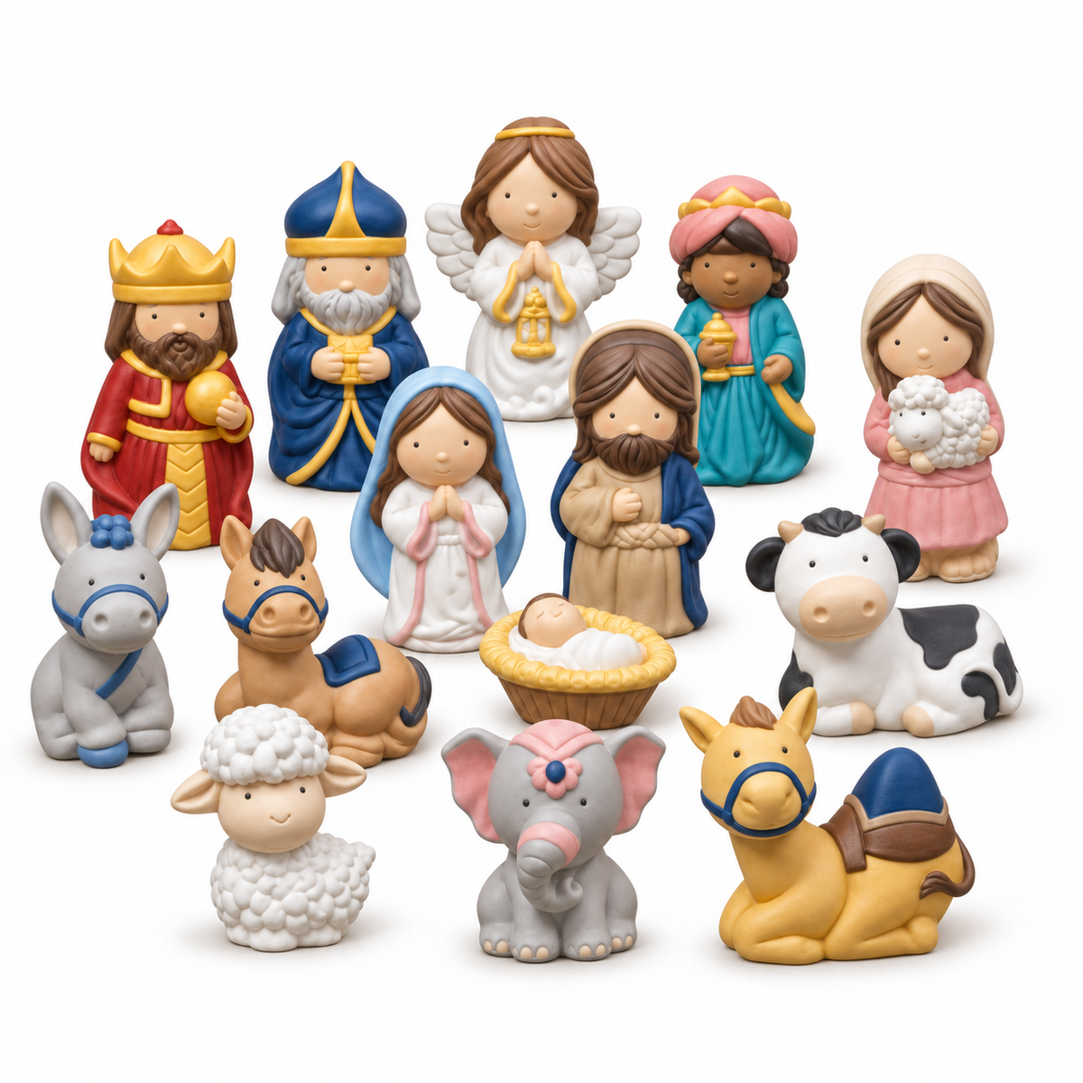 Nacimiento Cute Blanco Para Pintar 14 Piezas