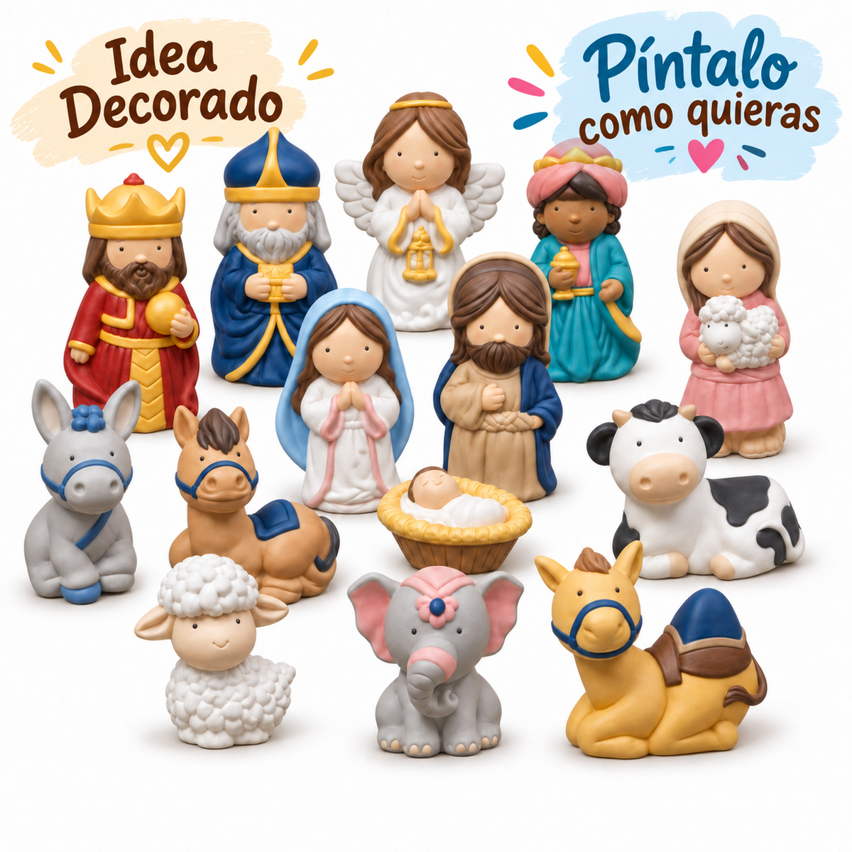 Nacimiento Cute Blanco Para Pintar 14 Piezas