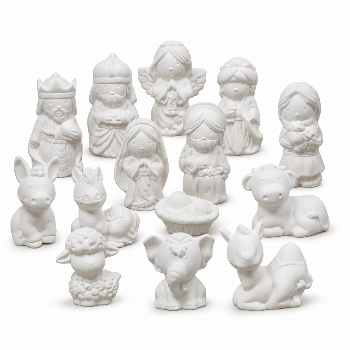 Nacimiento Cute Blanco Para Pintar 14 Piezas