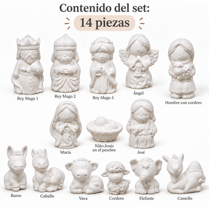 Nacimiento Cute Blanco Para Pintar 14 Piezas