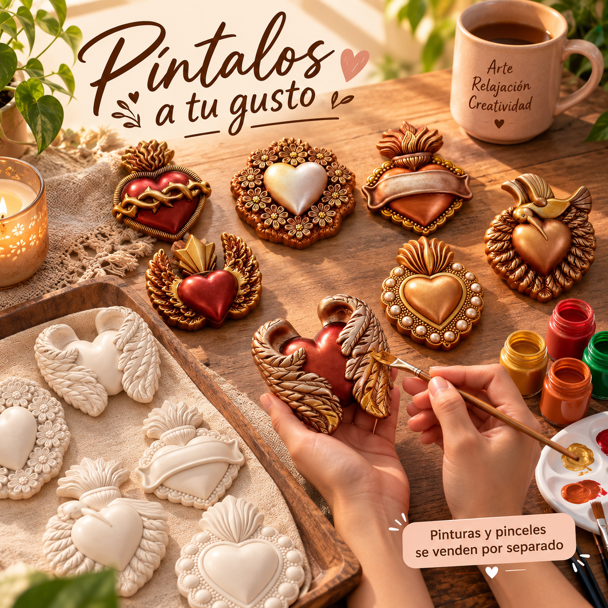 Set 8 Milagritos Ceramica en Blanco para pintar - Decoración Pared para Interiores