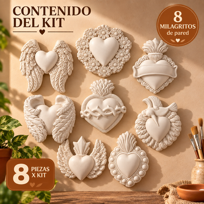 Set 8 Milagritos Ceramica en Blanco para pintar - Decoración Pared para Interiores