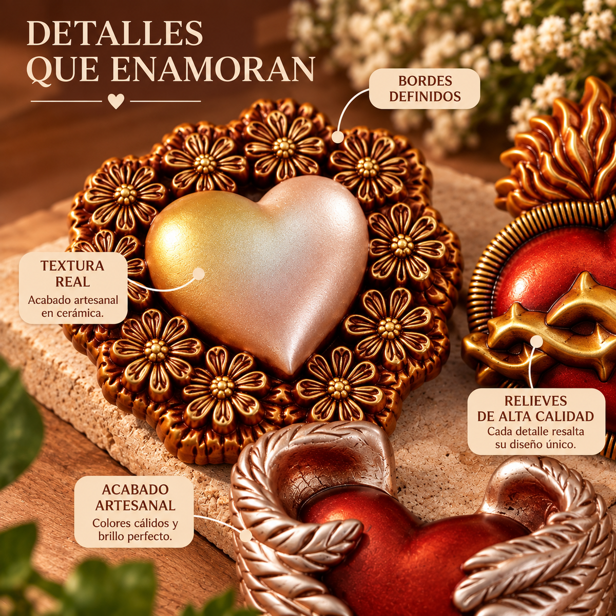 Set 8 Milagritos Ceramica en Blanco para pintar - Decoración Pared para Interiores