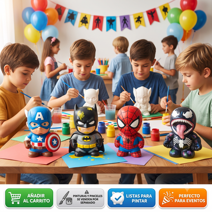 Paquete 80 Alcancias de Ceramica para Pintar, Heroes y Villanos