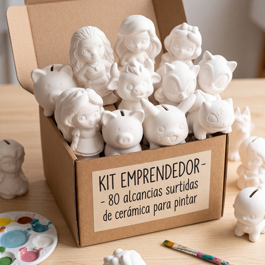 Paquete 80 Alcancias Ceramica Para Pintar - Paquete para emprendedores que combina Heroes y Princesas