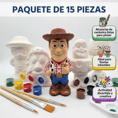 Kit de 15 Alcancías de Cerámica Toy Story para Pintar – ¡El Éxito Total para tus Fiestas y Eventos!